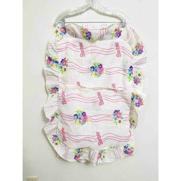 Barbie Vintage Floral Pillow Sham Ruffled Edge USA Made by The Bibb Company 1996 - Picture 2 of 11